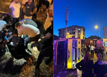 Kamyonet devrildi, 3 çocuk yaralı