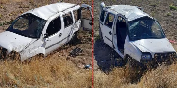 Hafif ticari araç şarampole devrildi: 1 ölü