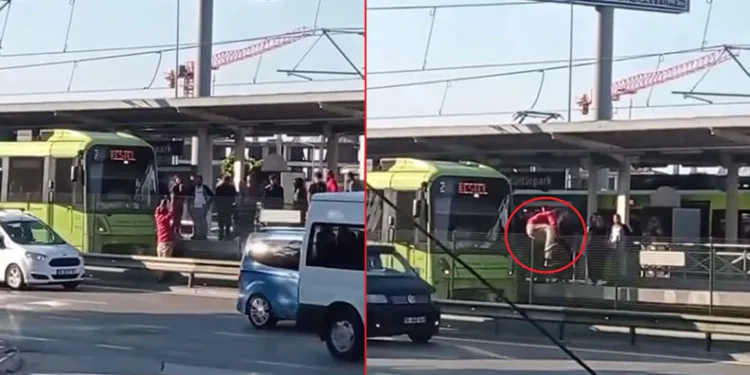 Bursa’da bir şahıs metro raylarına atlayarak koruma teline çıktı