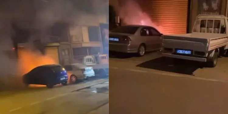 Bursa’da park halindeki otomobil alev aldı