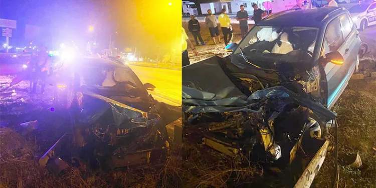Kırmızı ışıkta geçen tır otomobile çarptı
