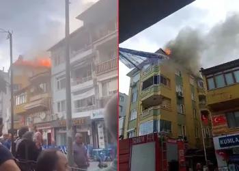 Gemlik’te 4 katlı binanın çatı katında yangın çıktı
