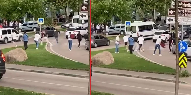 Bursa’da husumetli iki grup tekme tokat birbirine girdi