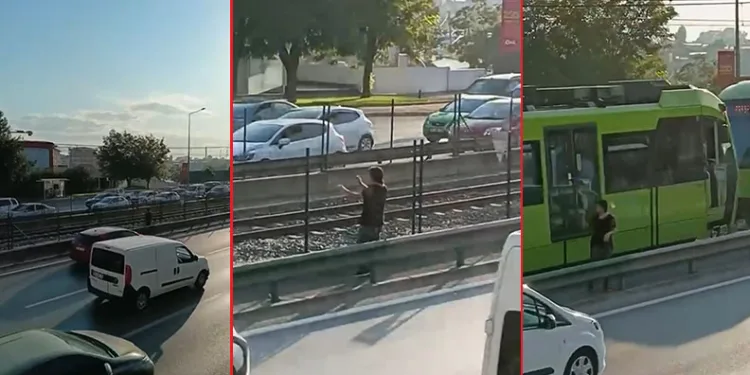Bursa’da metro tellerinde yürüyen şahıs alarmı