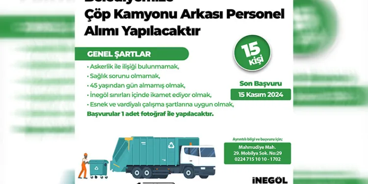 İnegöl Belediyesi temizlik personeli alacak
