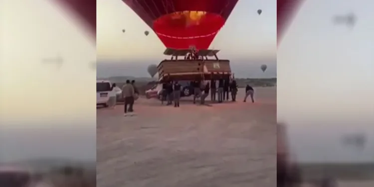 Sıcak hava balonu otomobille çarpıştı