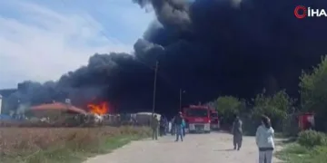 Kimyasal boya üretimi yapan fabrikada yangın