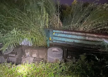 Erzin’de şarampole devrilen tırın sürücüsü yaralandı