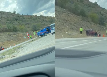 Gümüşhane’de otomobil takla attı: 1’i çocuk 6 yaralı