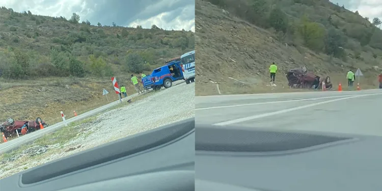 Gümüşhane’de otomobil takla attı: 1’i çocuk 6 yaralı