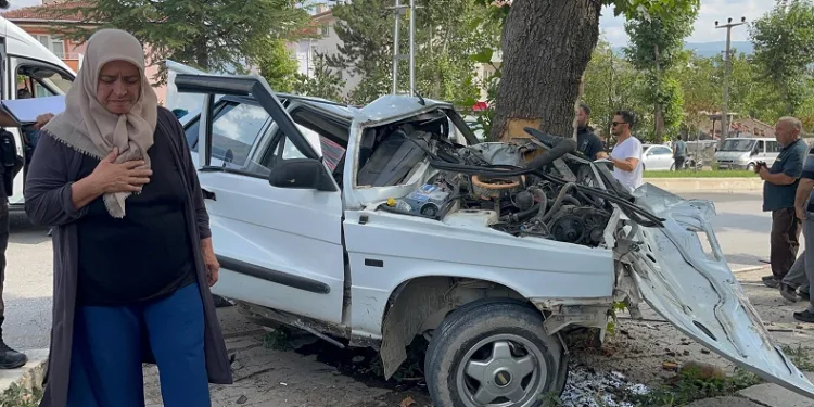 Otomobil ağaca saplandı: 2 yaralı