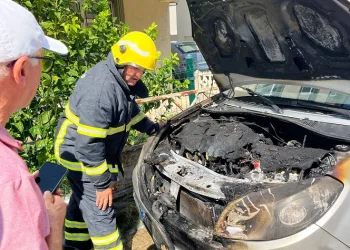 Park halindeki otomobilde yangın çıktı