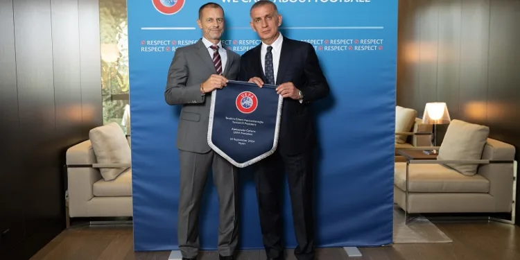 TFF Başkanı Hacıosmanoğlu, UEFA Başkanı Ceferin ile bir araya geldi