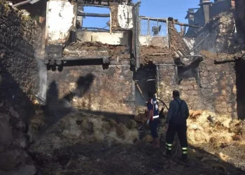 Köyde çıkan yangında 4 ev yanarak kullanılamaz hale geldi
