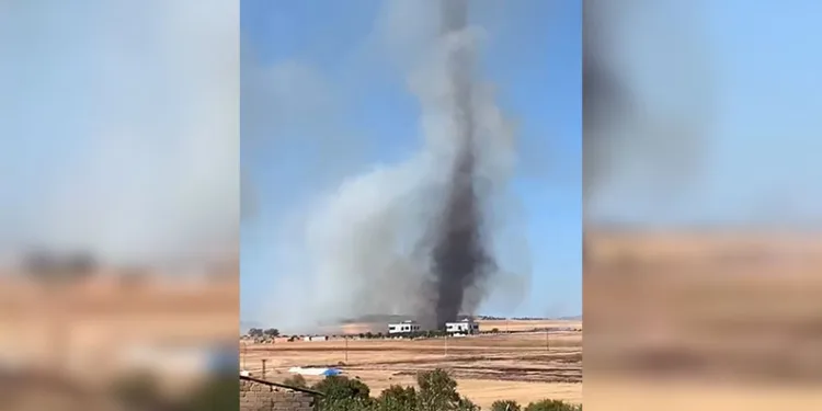 Diyarbakır’da anız yangını sonrası hortum oluştu