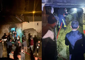 Van’da samanlık ve ahır yangını