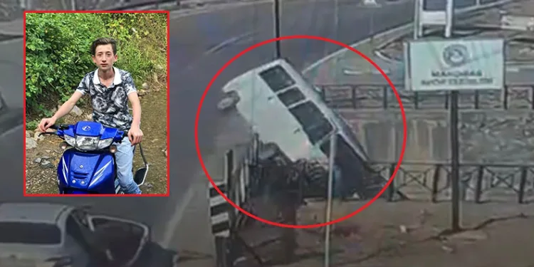 Oğlunu kazada kaybettiği yerde, minibüsüyle dereye uçtu