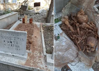 İzmir’de mezarda kimliği belirsiz iki kişinin kemikleri bulundu