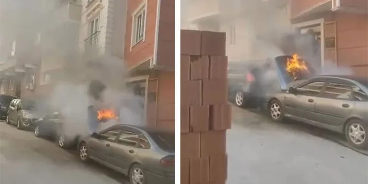 Bursa’da otomobil alevlere teslim oldu
