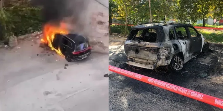 Bursa’da elektrikli cip park halinde alev topuna döndü