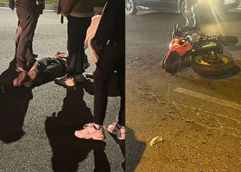 Otomobille çarpışan motosikletteki 2 şahıs yaralandı