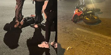 Otomobille çarpışan motosikletteki 2 şahıs yaralandı