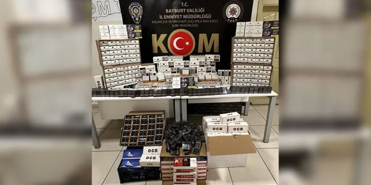 Bayburt’ta kaçak sigaralara el konuldu