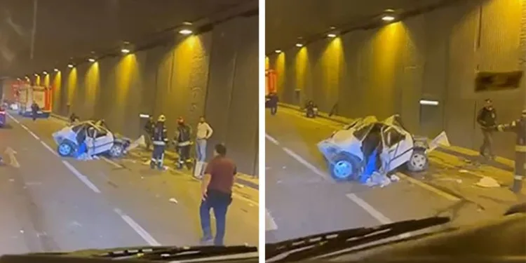 Tıra çarpan otomobil kağıt gibi ezildi, sürücü ağır yaralandı
