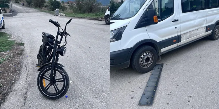 Minibüse çarpan bisikletteki çocuk yaralandı