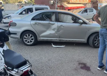 Çarptığı otomobilin camına ok gibi saplandı