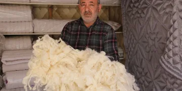 Sivas’ta yün yorgan mesaisi