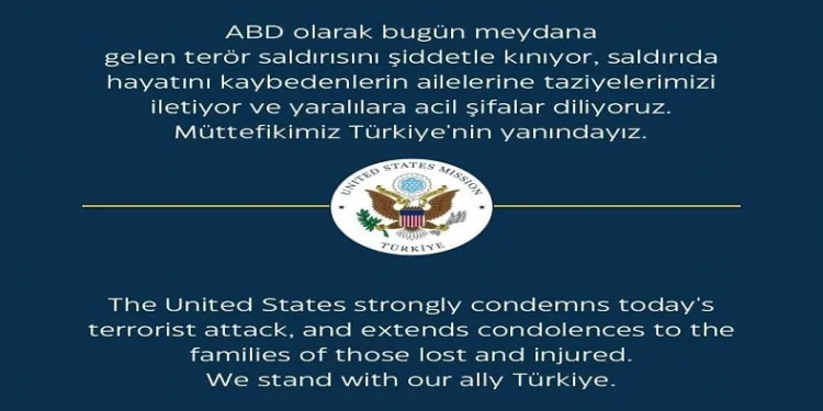 ABD Büyükelçiliği: “Müttefikimiz Türkiye’nin yanındayız”