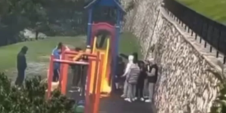 Bursa’da çocuk parkında kaydırağı yakıp sohbet ettiler