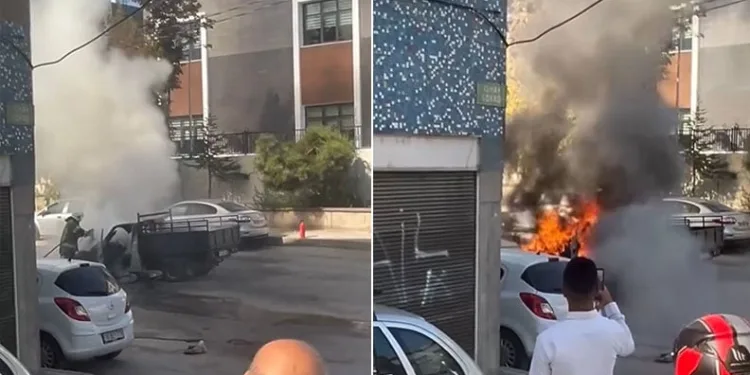 Bursa’da seyir halindeki kamyonet alev topuna döndü