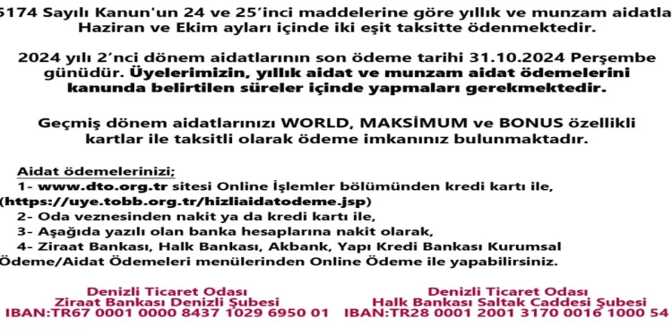 Ticaret Odasından aidatlarda son hafta uyarısı