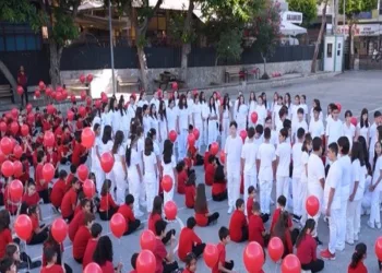 101 çiçekle ay yıldızlı koreografiye renk kattılar