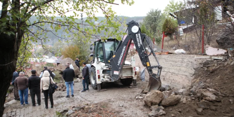 Dev kaya parçası yola düştü