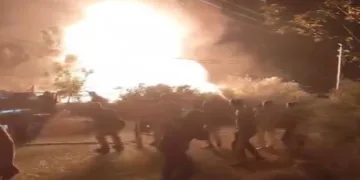 Yangın anında korkutan patlama