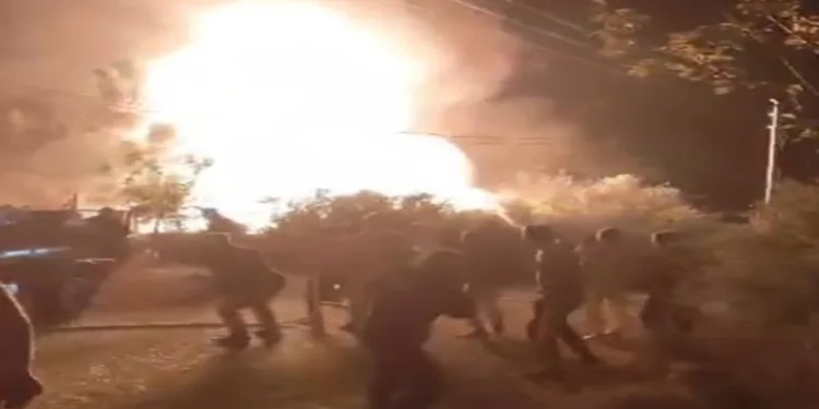 Yangın anında korkutan patlama