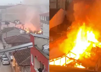 Bursa’da alevlerin sardığı ev dakikalar içinde küle döndü