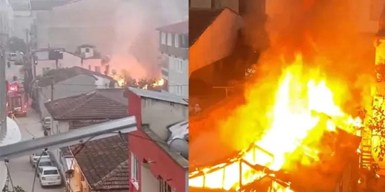 Bursa’da alevlerin sardığı ev dakikalar içinde küle döndü