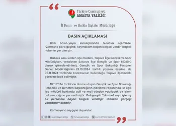 Amasya Valiliği’nden ‘zimmet’ açıklaması