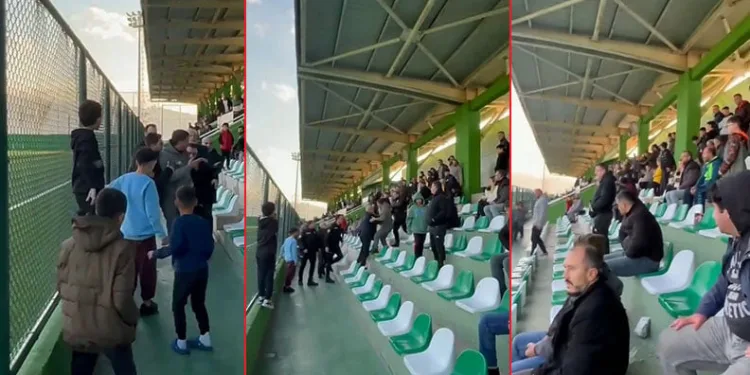 Bursa’da amatör maçta tribün boks ringine döndü