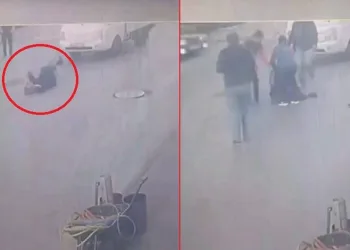 Kamyonetin çarptığı yaşlı kadın böyle savruldu