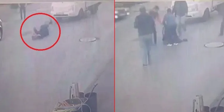 Kamyonetin çarptığı yaşlı kadın böyle savruldu