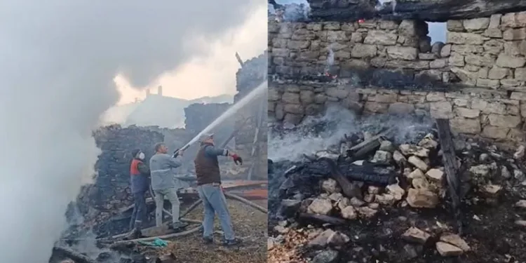 Kütahya’da 7 ev 4 hayvan barınağı kül oldu