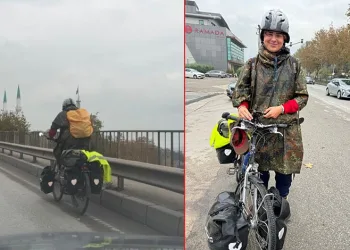 Berlin’den pedal çeviren genç Bursa’da mola verdi