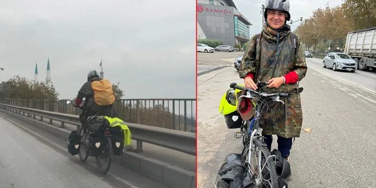 Berlin’den pedal çeviren genç Bursa’da mola verdi