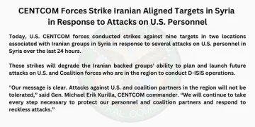 ABD ordusu: “Suriye’deki İran bağlantılı gruplara ait 9 hedef vuruldu”