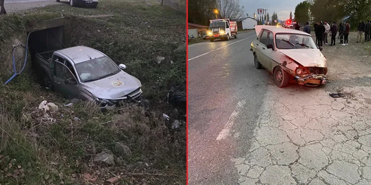 Kamyonet ile otomobil çarpıştı: 6 yaralı